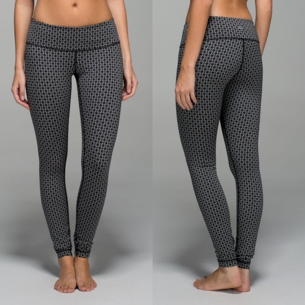Lululemon Wunder Under Pant Full-On Luon Tri Geo Silver Spoon Black size 2